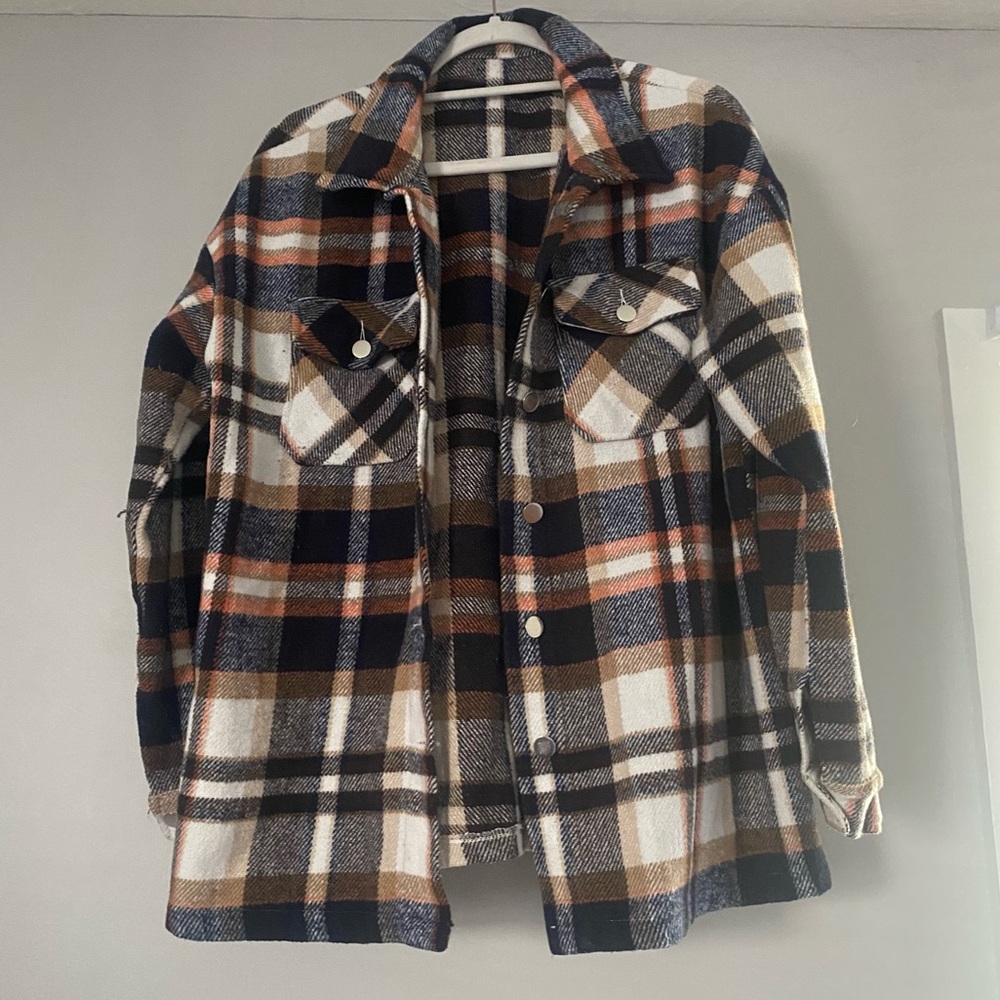 Plaid Print Fall Jacket with Pockets